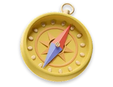 Golden compass with red and blue needle, a vital tool for professional Feng Shui direction analysis.