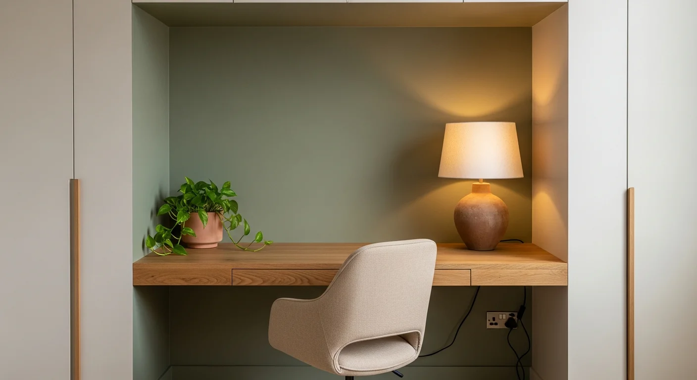 Integrated alcove home office for productive Feng Shui.